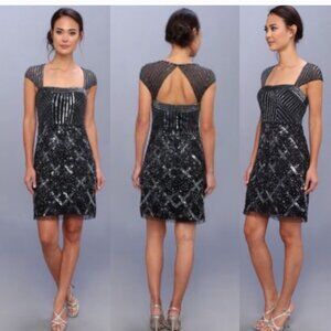 Adrianna Papell Beaded Cap Sleeve Cocktail Dress